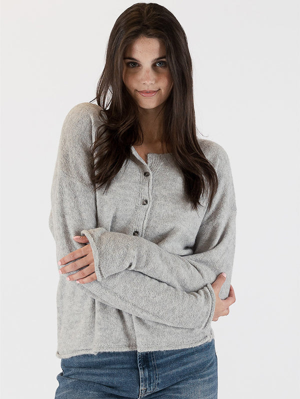 Dean Henley Sweater - Grey-LYLA+LUXE-Over the Rainbow