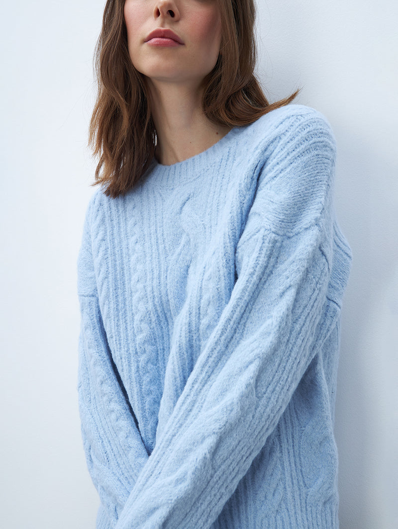 Dora Cable Sweater - Denim-LINE-Over the Rainbow