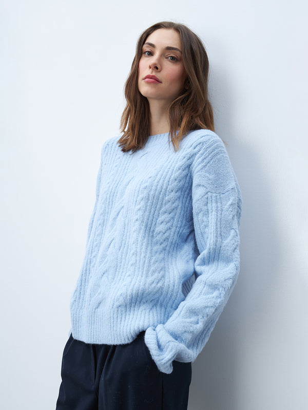 Dora Cable Sweater - Denim-LINE-Over the Rainbow