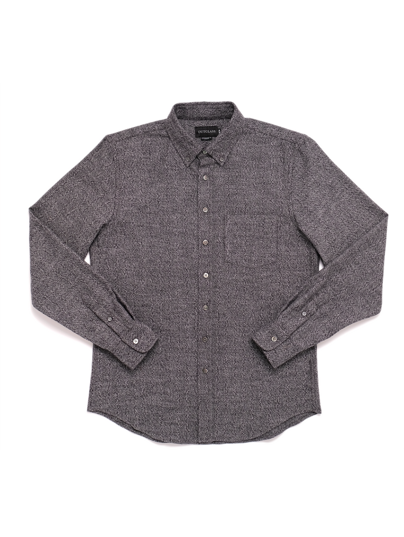 Flannel Shirt - Melange Herringbone-OUTCLASS ATTIRE-Over the Rainbow