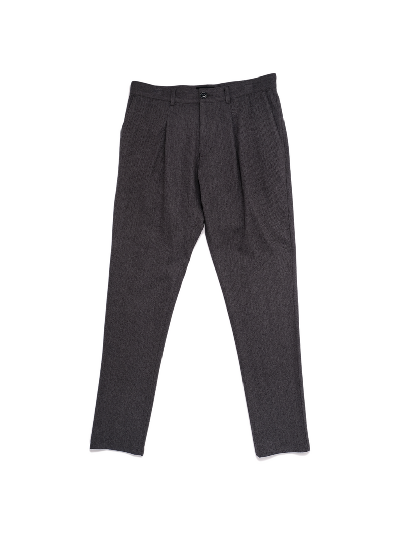 Pleated Trouser - Charcoal Herringbone-OUTCLASS ATTIRE-Over the Rainbow