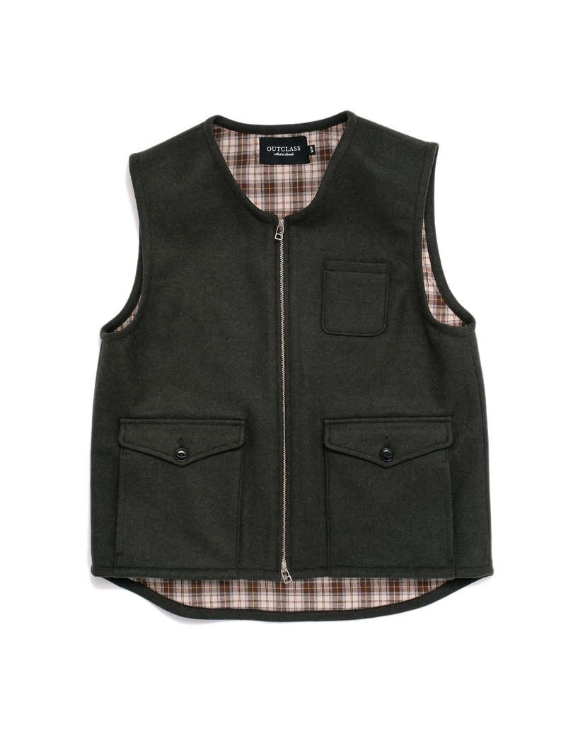 Wool Field Vest - Olive-OUTCLASS ATTIRE-Over the Rainbow