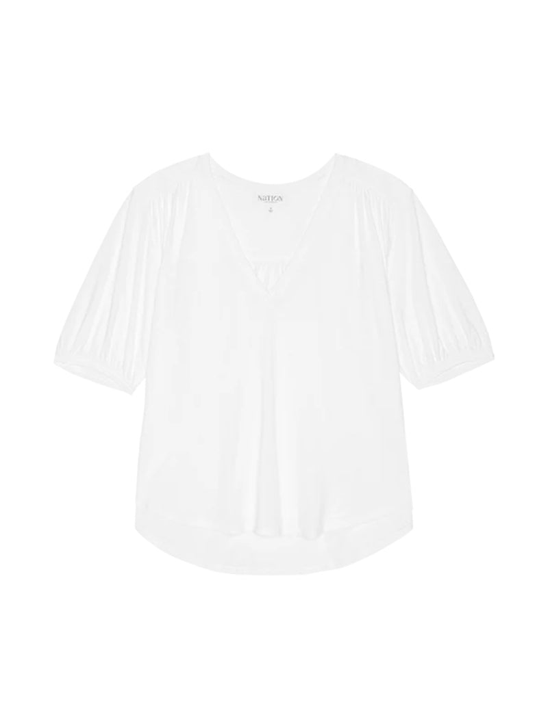 Edie Shirred Tee - White