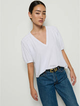 Edie Shirred Tee - White