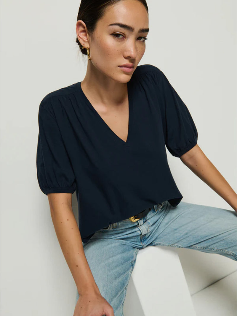 Edie Shirred Tee - Night Sky