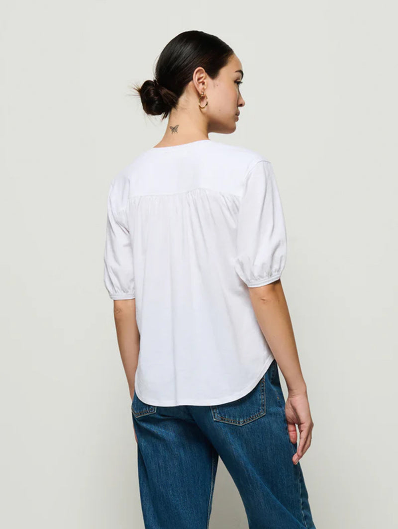 Edie Shirred Tee - White