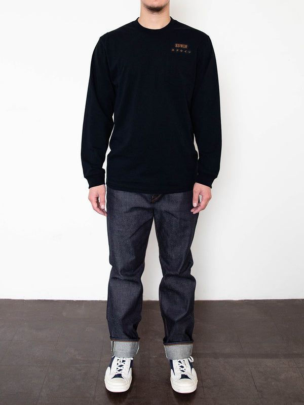 Nippon Long Sleeve Top - Black-EDWIN JEANS-Over the Rainbow