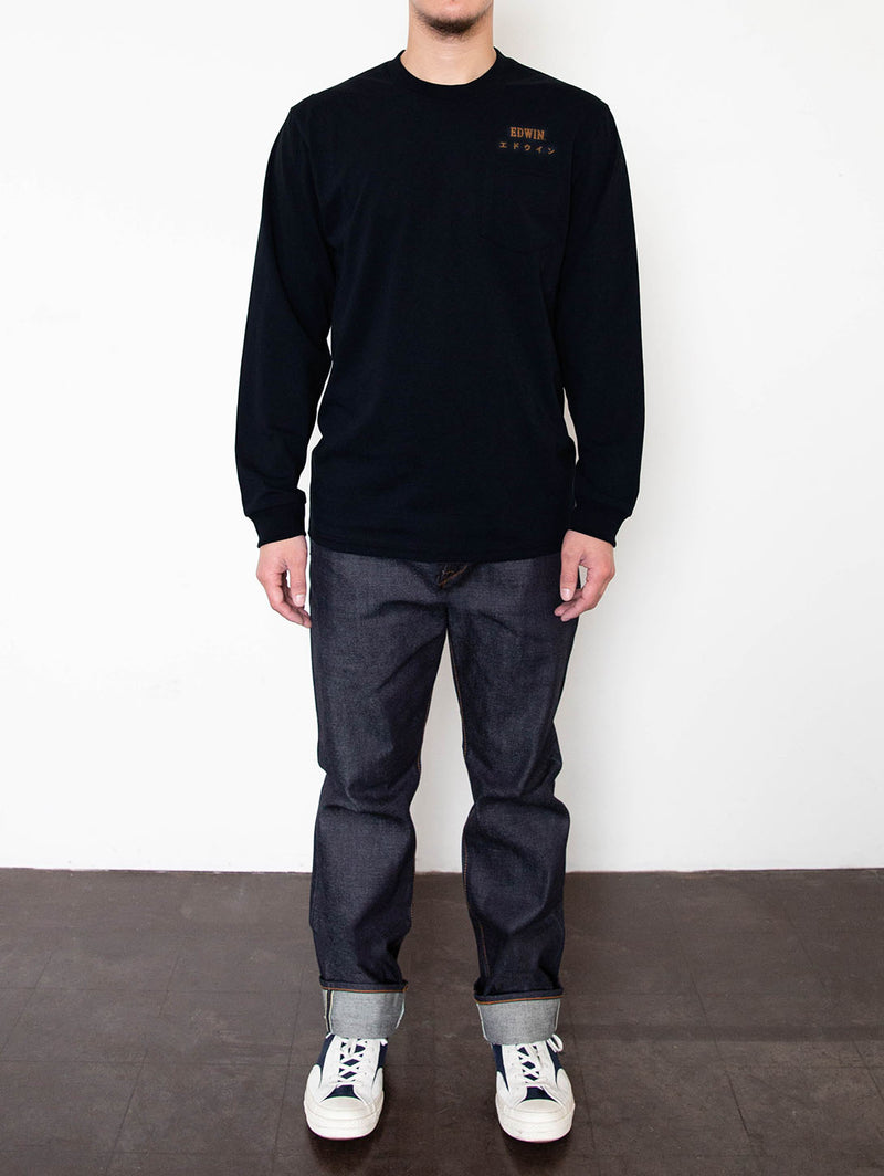 Nippon Long Sleeve Top - Black-EDWIN JEANS-Over the Rainbow