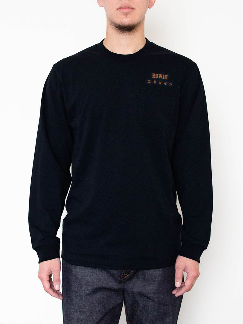 Nippon Long Sleeve Top - Black-EDWIN JEANS-Over the Rainbow