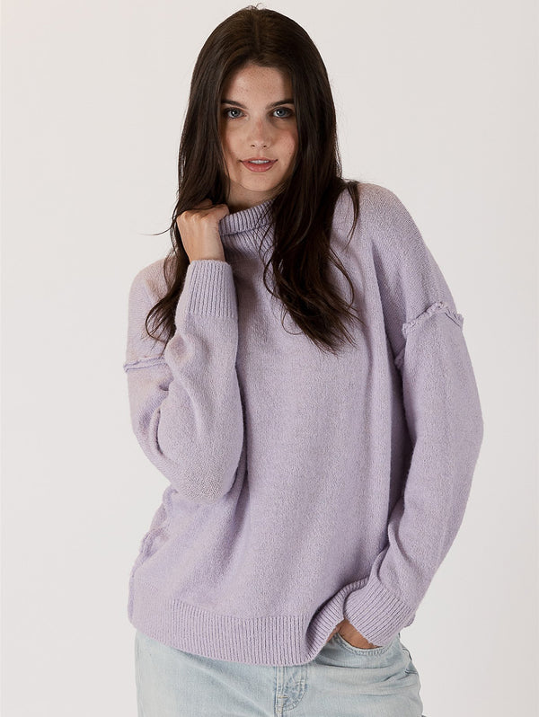 Ella Mock Neck Sweater - Violet-LYLA+LUXE-Over the Rainbow