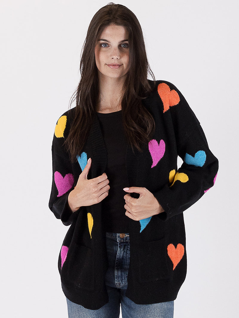 Elska Heart Cardigan - Black-LYLA+LUXE-Over the Rainbow