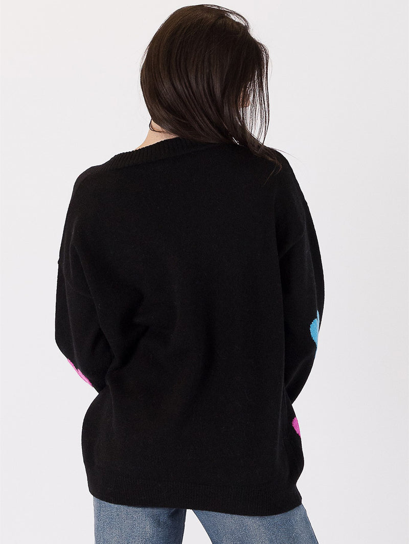 Elska Heart Cardigan - Black-LYLA+LUXE-Over the Rainbow