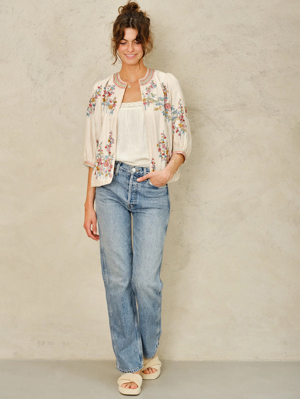 Emi  Embroidered Jacket - Ecru