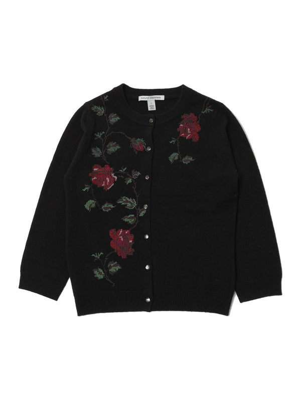 Stitch Floral Cardigan - Black-AUTUMN CASHMERE-Over the Rainbow