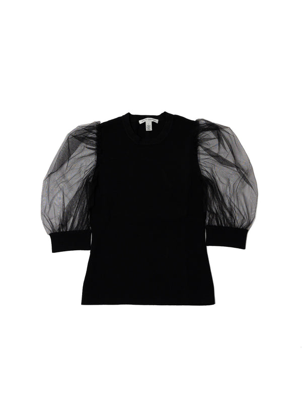 Tulle Cuff Sweater - Black-AUTUMN CASHMERE-Over the Rainbow