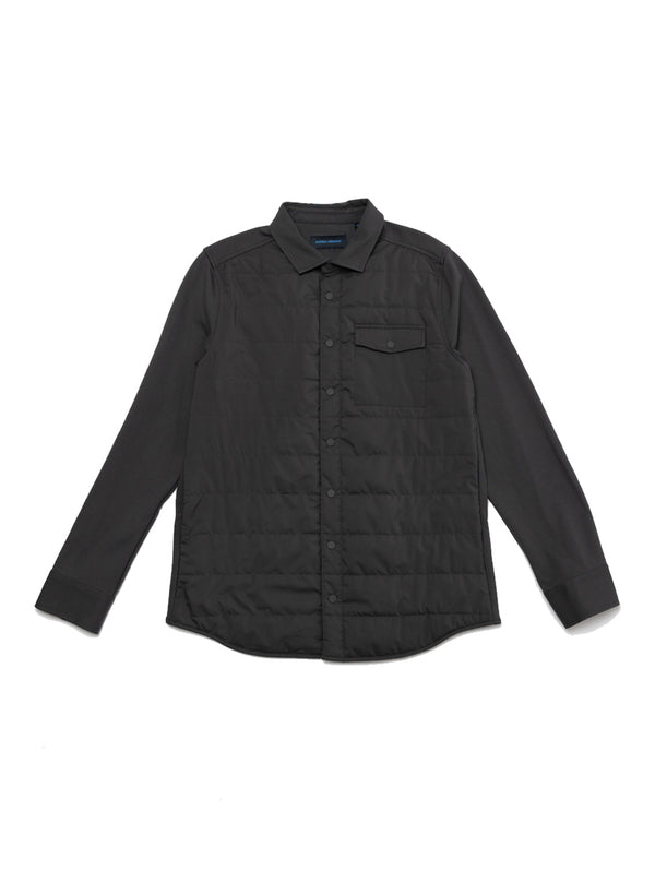 Nylon Quilted Mixed Media Shirt Jacket - Olive-Patrick Assaraf-Over the Rainbow