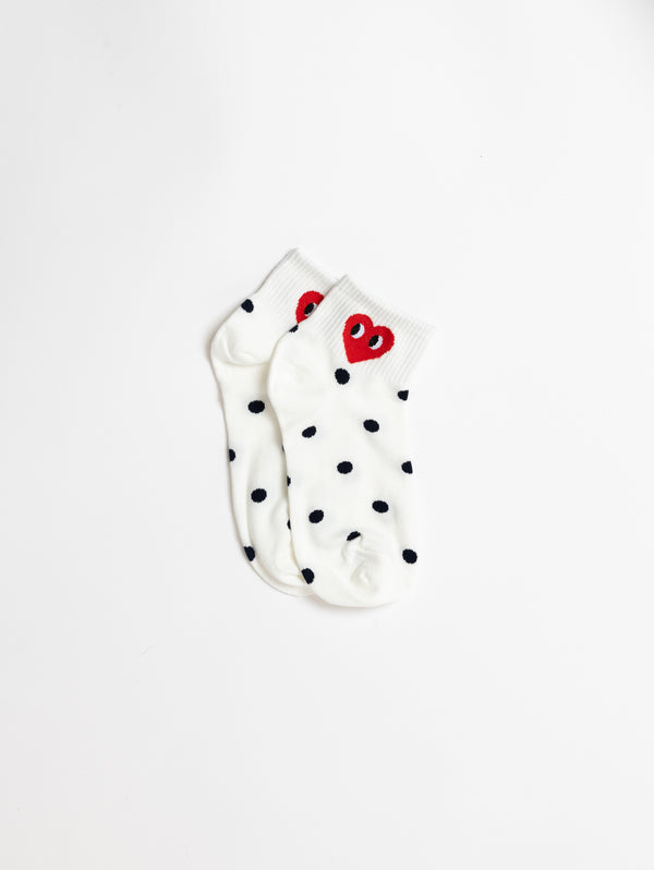 Polka Heart Short Sock - White-LIM LIM-Over the Rainbow