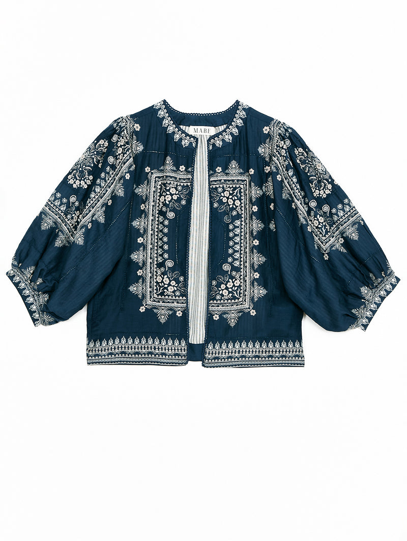 Eden Print Jacket - Indigo