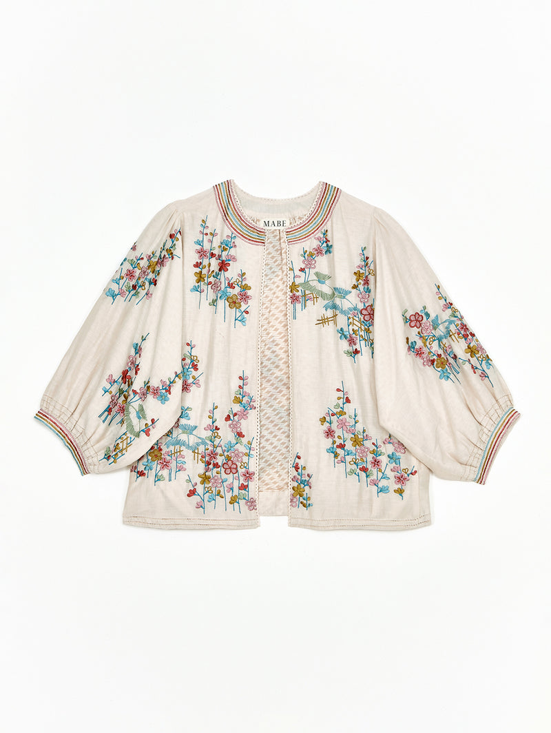 Emi  Embroidered Jacket - Ecru