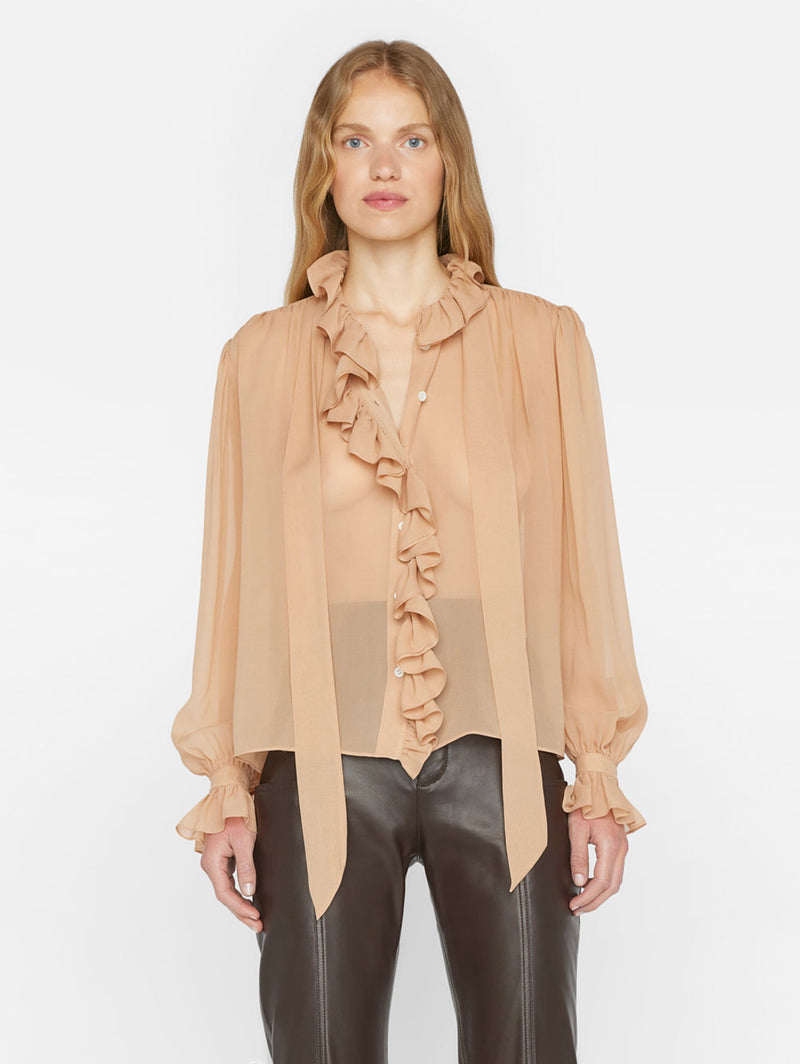 Ruffle Blouse - Blush-FRAME-Over the Rainbow