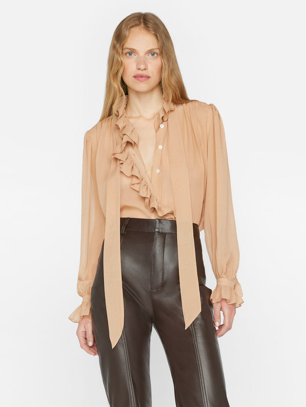 Ruffle Blouse - Blush-FRAME-Over the Rainbow