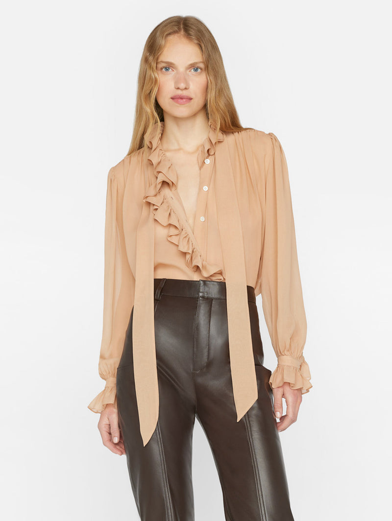 Ruffle Blouse - Blush-FRAME-Over the Rainbow
