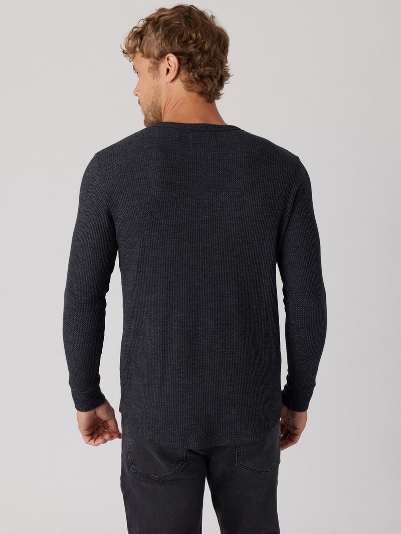 Thermal Henley Top - Black-SOL ANGELES-Over the Rainbow