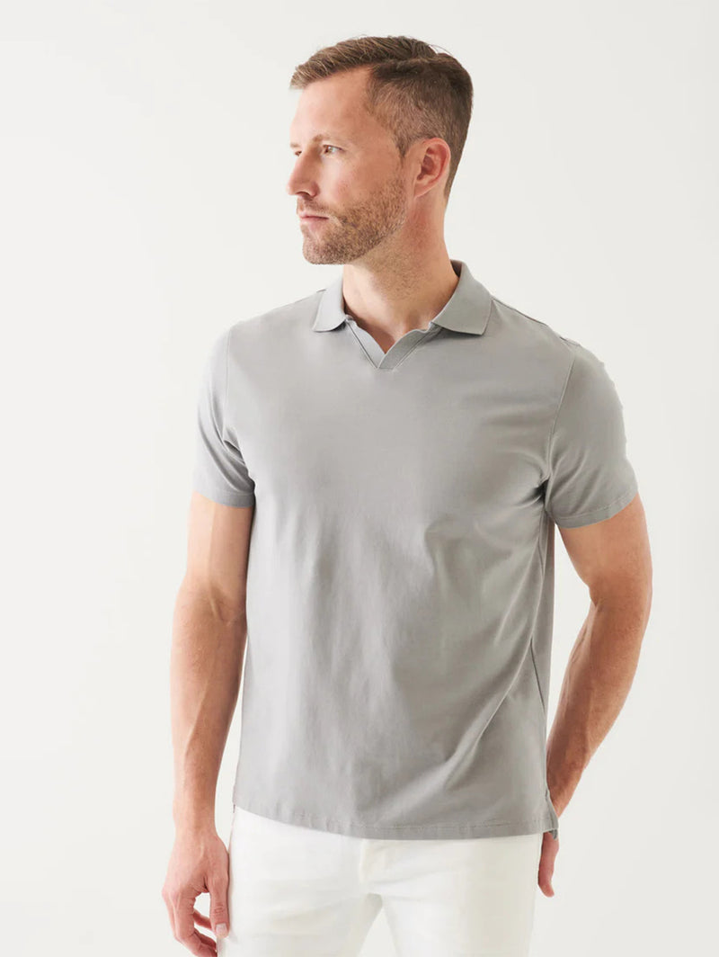 Iconic Open Polo T-Shirt - Foggy-Patrick Assaraf-Over the Rainbow