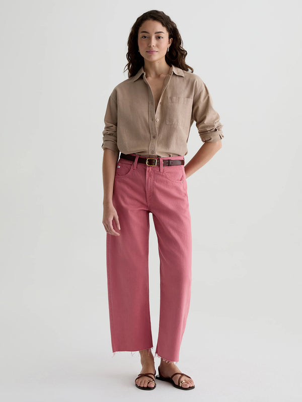 Hattie Barrel Leg Crop Jean - Peony