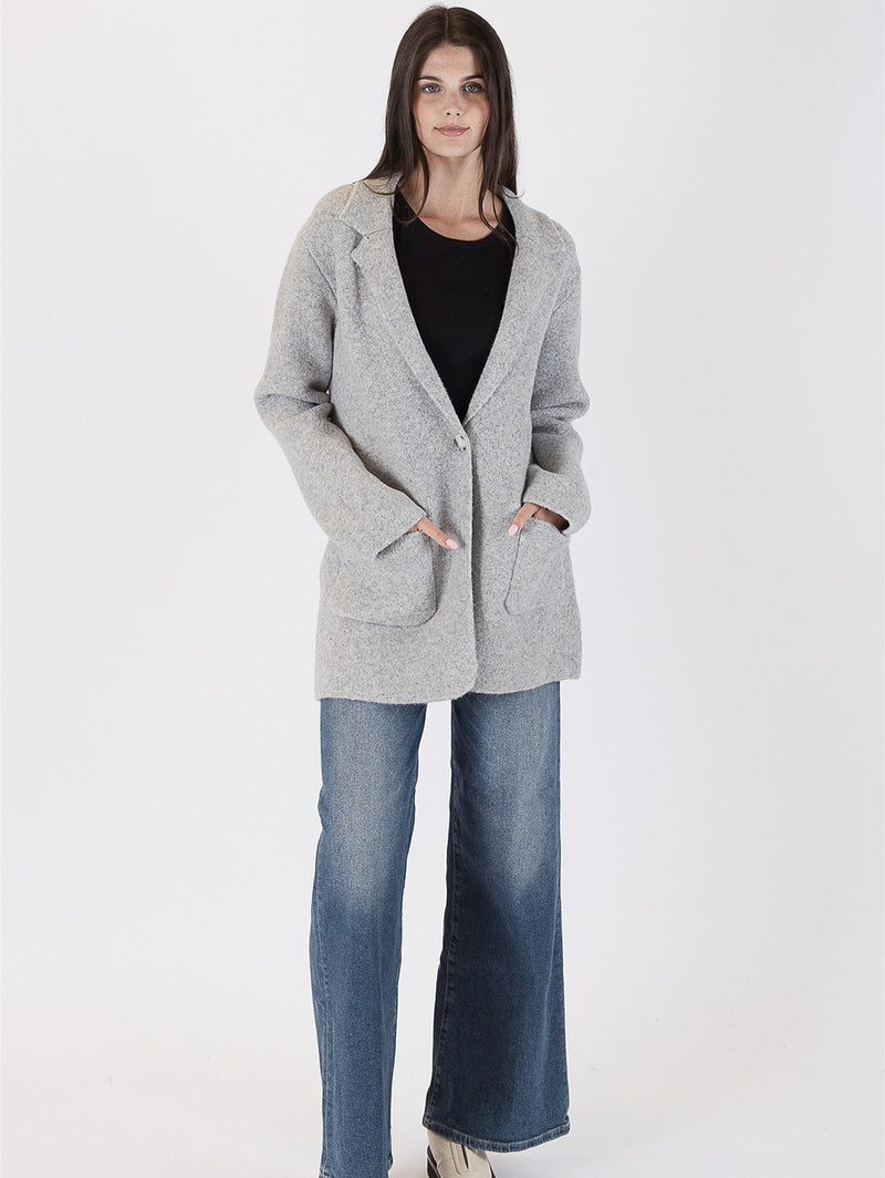 Genie Blazer Sweater - Grey-LYLA+LUXE-Over the Rainbow