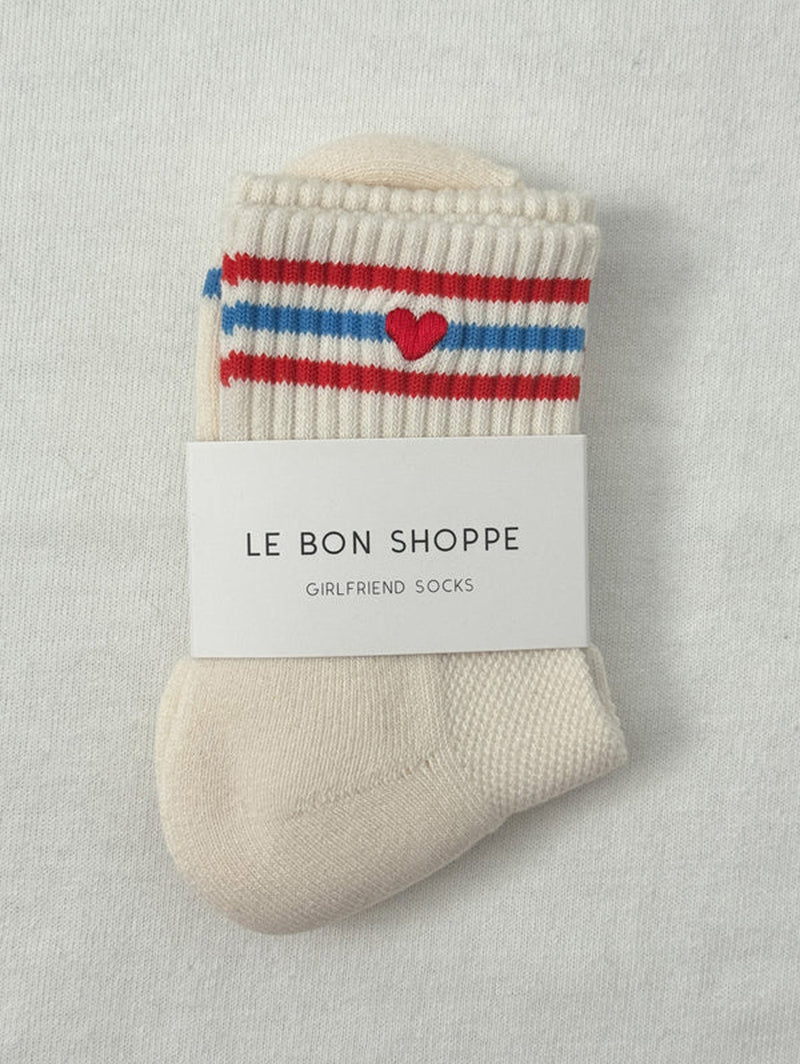 Embroidered Girlfriend Socks - Leche + Heart-LE BON SHOPPE-Over the Rainbow