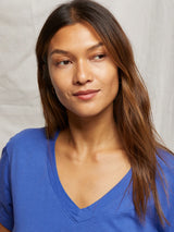 Hendrix Short Sleeve V Neck Tee - Violet Blue-PERFECTWHITETEE-Over the Rainbow