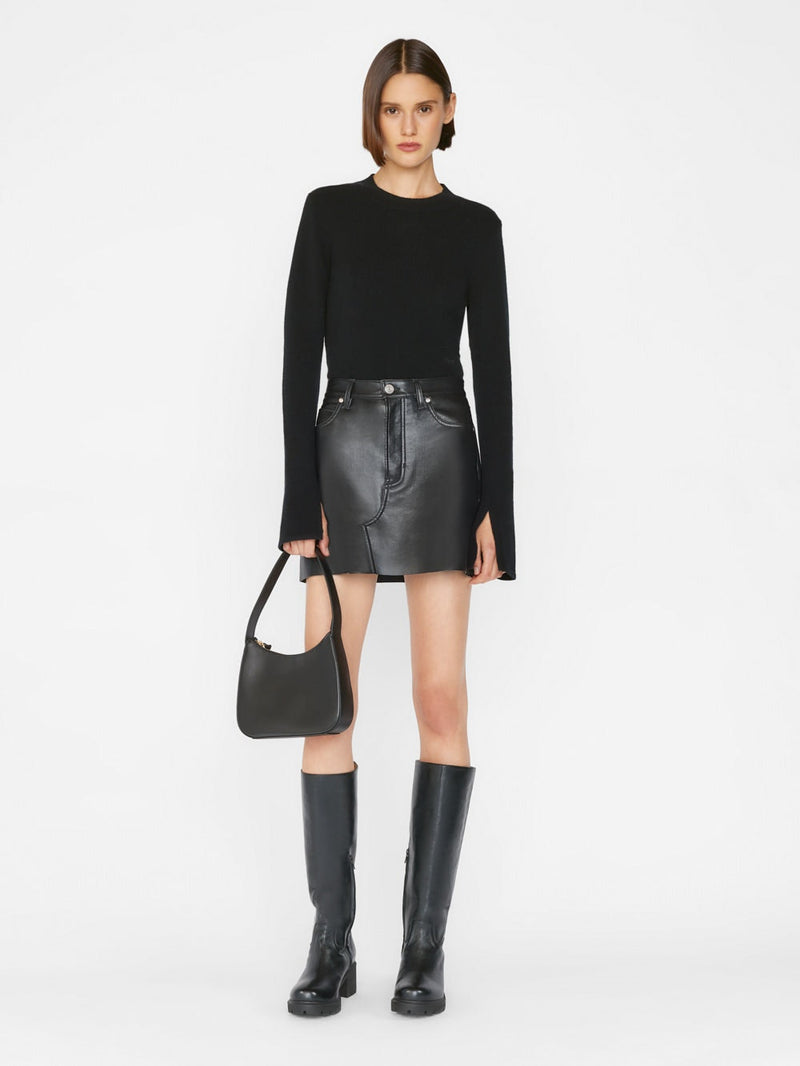 Recycled Leather Le High 'N' Tight Skirt - Noir-FRAME-Over the Rainbow
