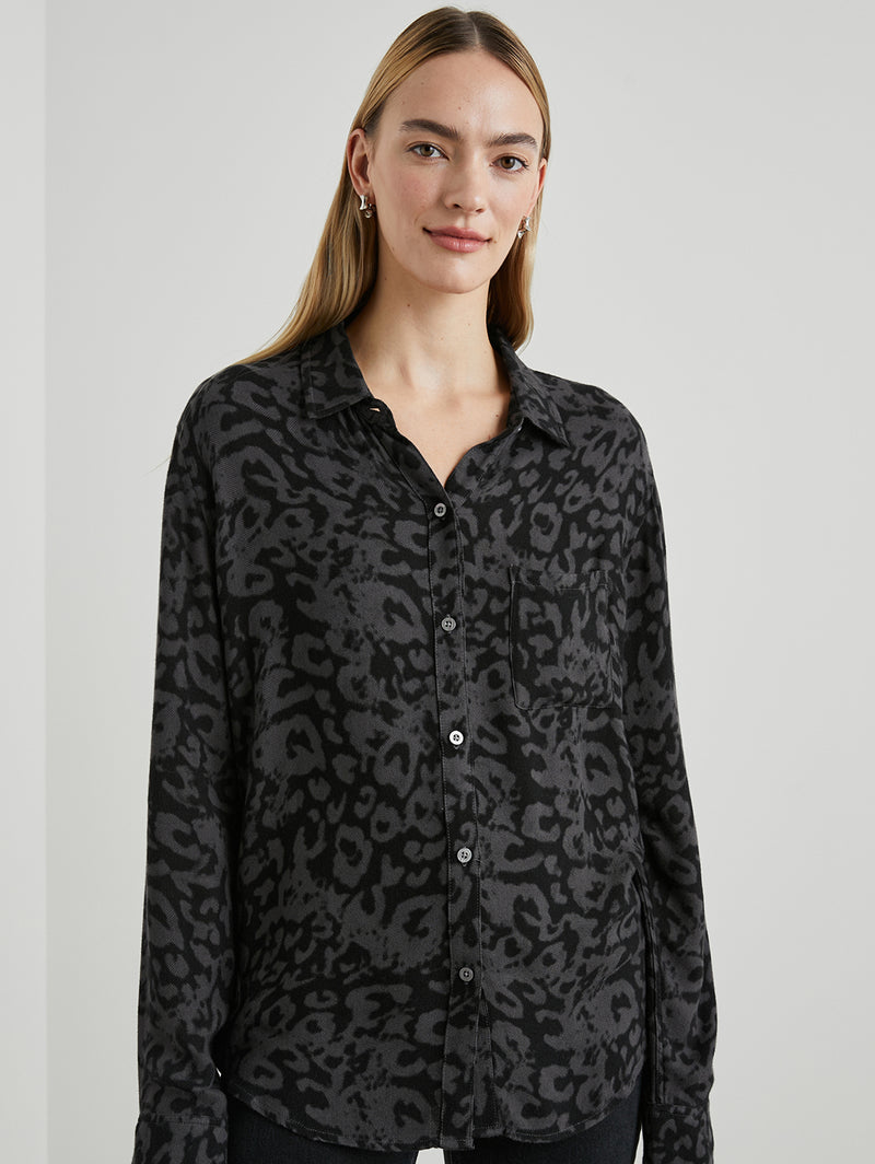 Hunter Plaid Shirt - Diffused Charcoal Cheetah-Rails-Over the Rainbow