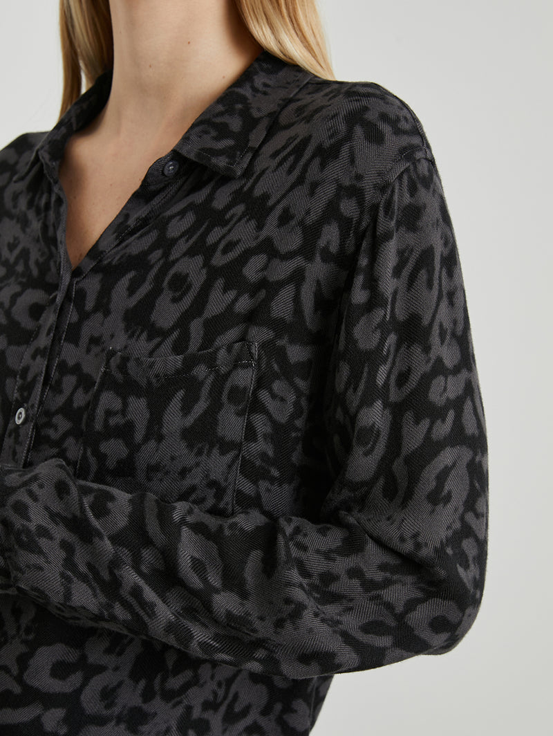 Hunter Plaid Shirt - Diffused Charcoal Cheetah-Rails-Over the Rainbow