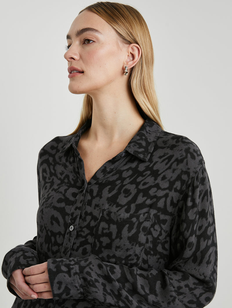Hunter Plaid Shirt - Diffused Charcoal Cheetah-Rails-Over the Rainbow