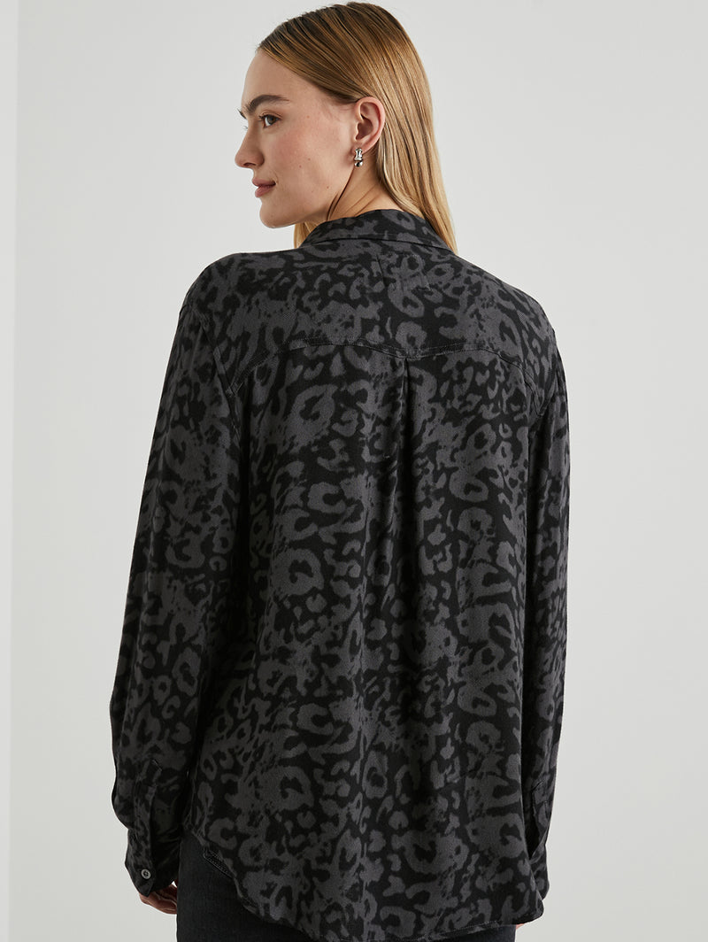 Hunter Plaid Shirt - Diffused Charcoal Cheetah-Rails-Over the Rainbow
