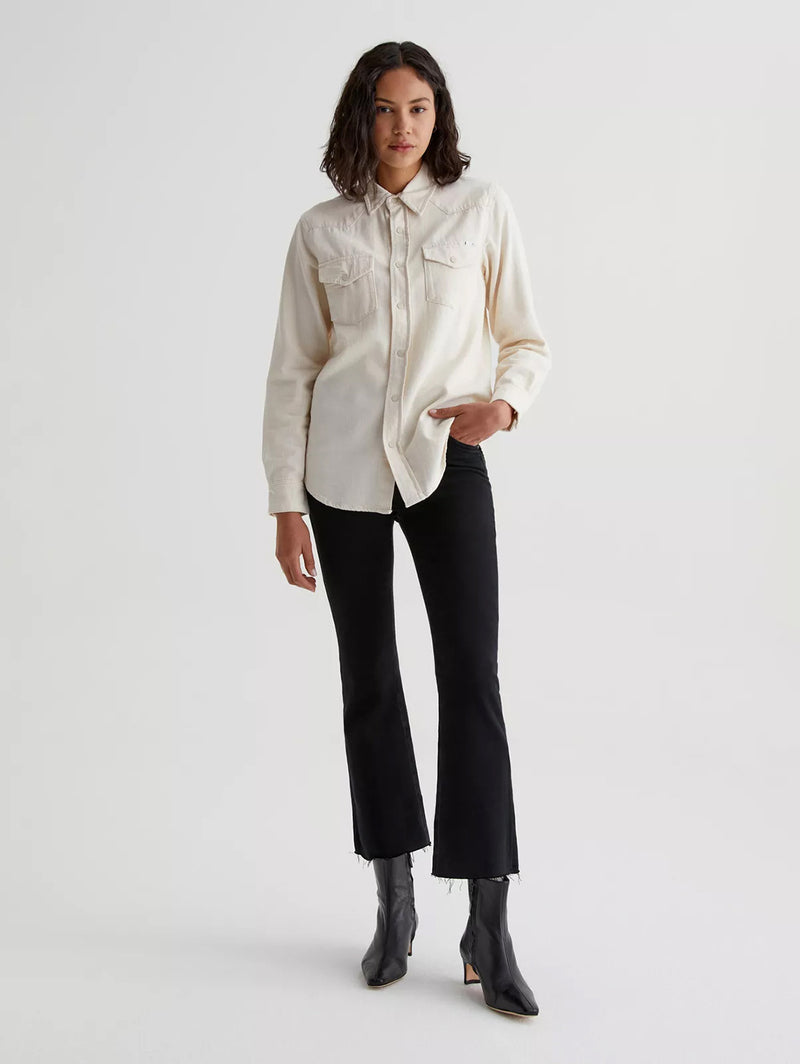 Farrah High Rise Crop Bootcut Jean - Sulfur Black-AG Jeans-Over the Rainbow