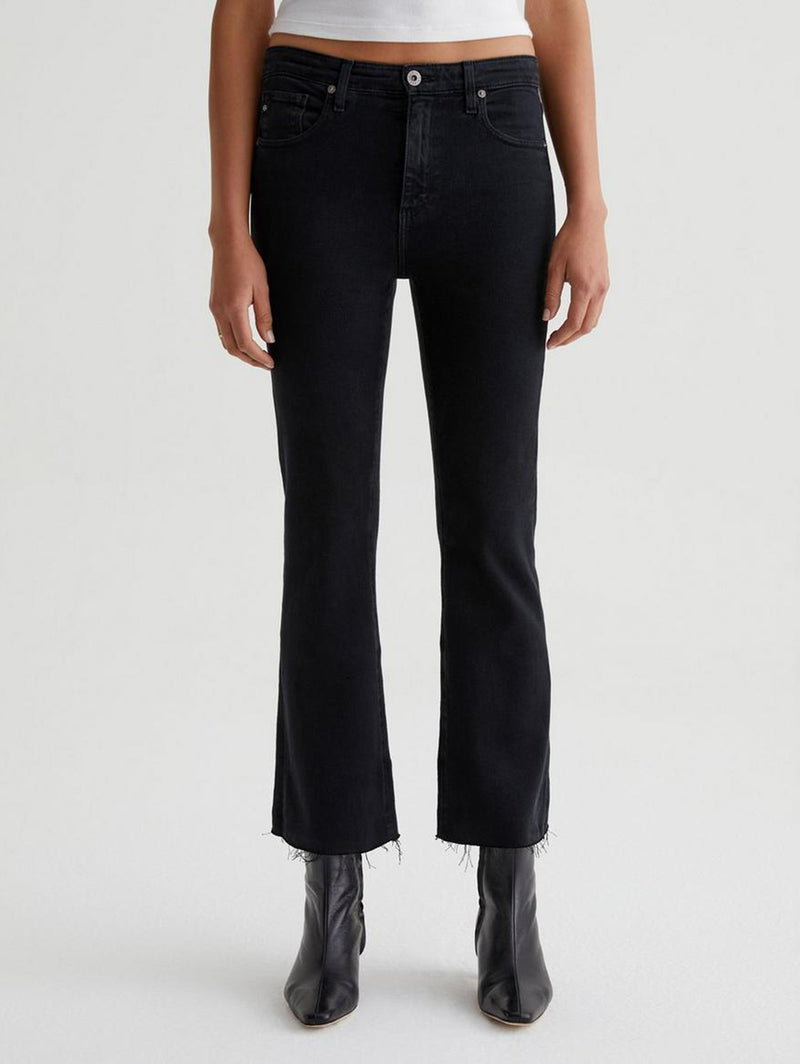 Farrah High Rise Crop Bootcut Jean - Sulfur Black-AG Jeans-Over the Rainbow
