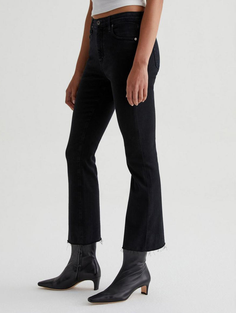 Farrah High Rise Crop Bootcut Jean - Sulfur Black-AG Jeans-Over the Rainbow
