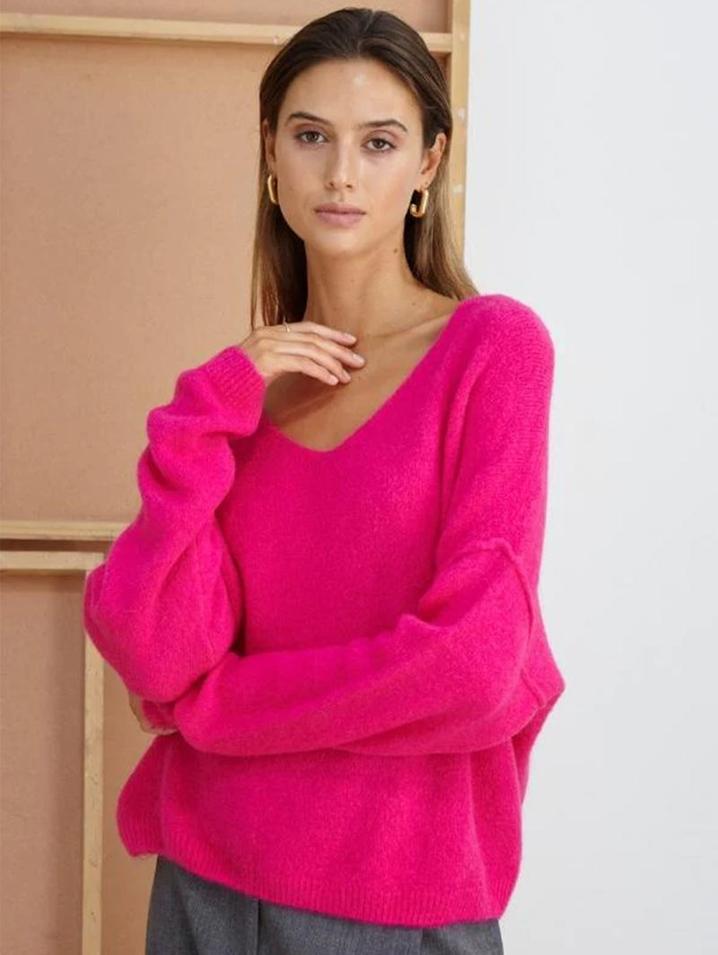 Hailey V-Neck Sweater-CHARLI-Over the Rainbow