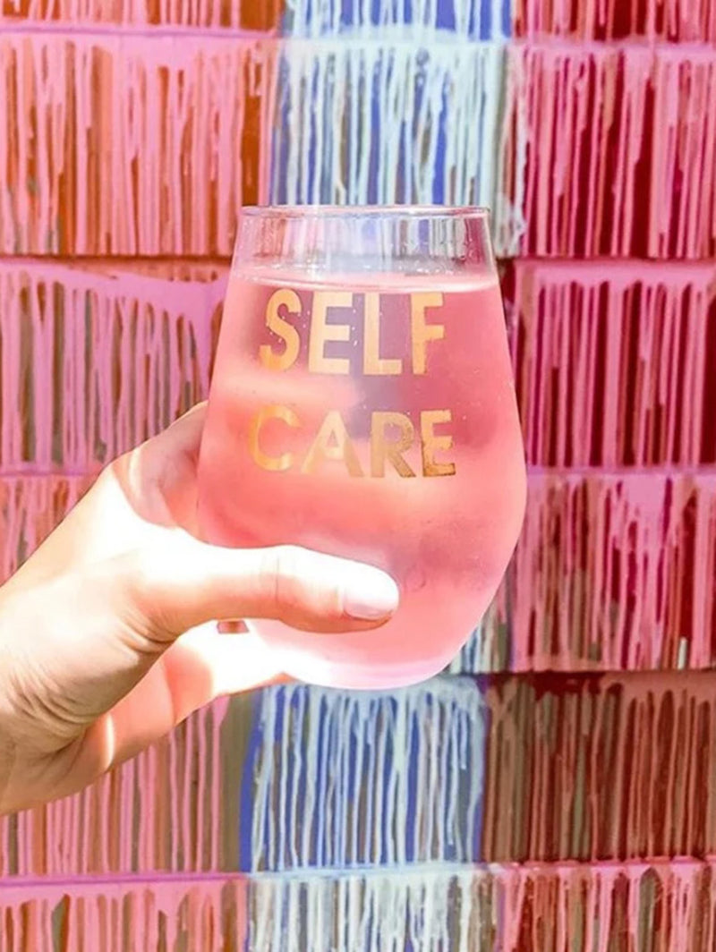 Wine Glass - Self Care-CHEZ GAGNE LETTERPRESS-Over the Rainbow