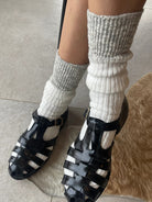 Color Block Cottage Socks - White Linen/Heather Grey-LE BON SHOPPE-Over the Rainbow