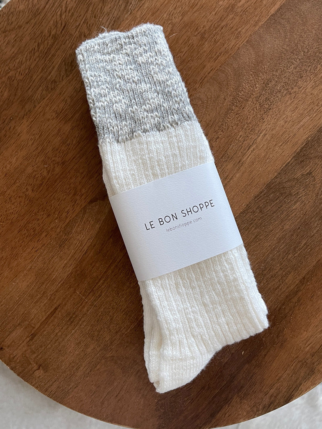 Color Block Cottage Socks - White Linen/Heather Grey-LE BON SHOPPE-Over the Rainbow