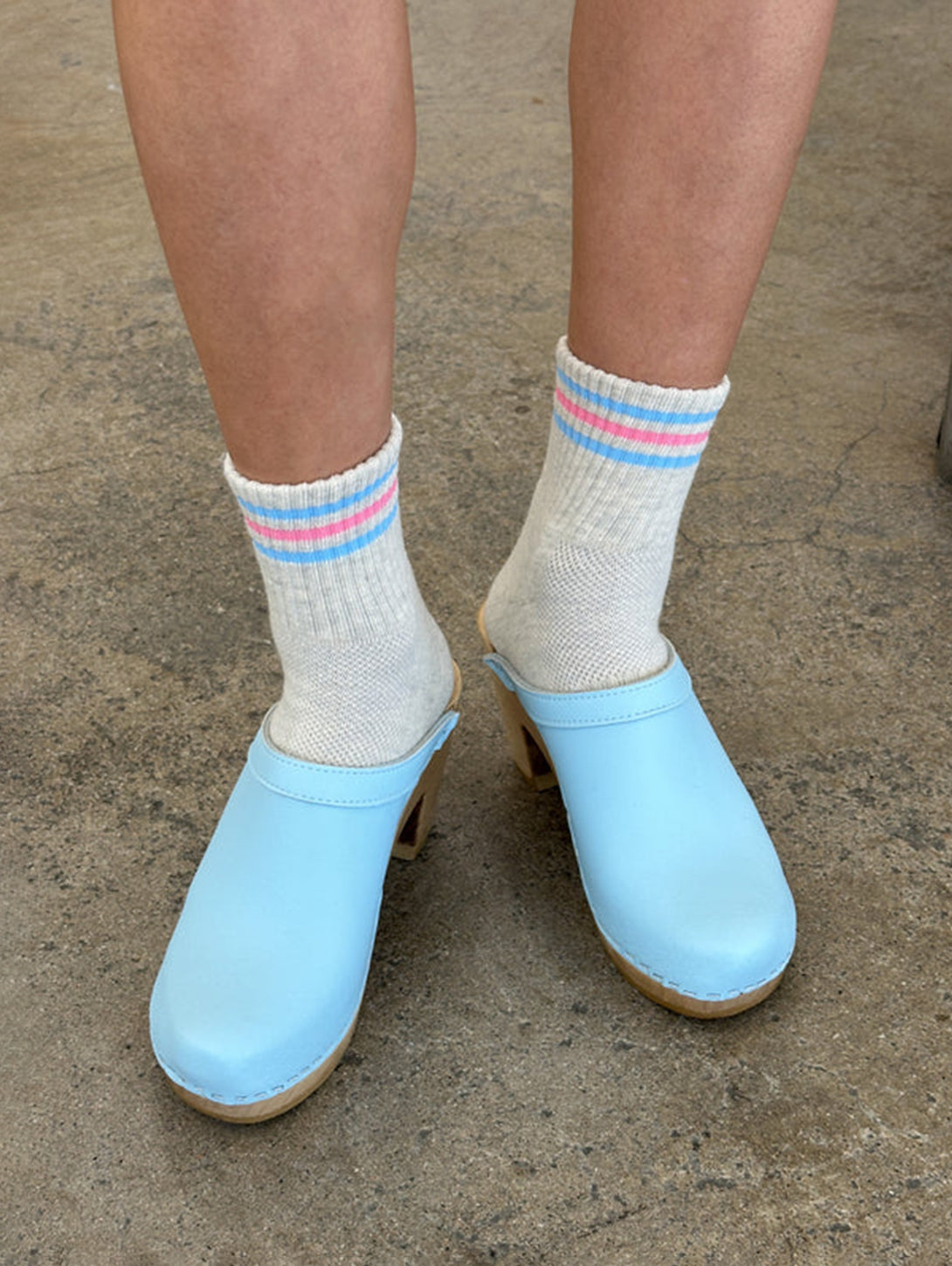 Embroidered Girlfriend Socks - Bright Grey-LE BON SHOPPE-Over the Rainbow