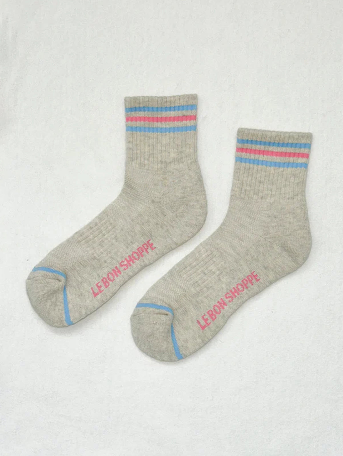 Embroidered Girlfriend Socks - Bright Grey-LE BON SHOPPE-Over the Rainbow
