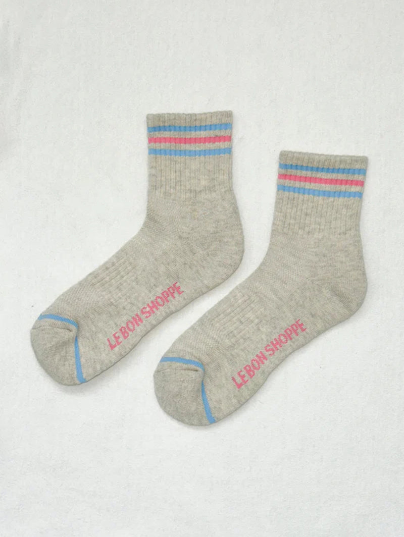 Embroidered Girlfriend Socks - Bright Grey-LE BON SHOPPE-Over the Rainbow