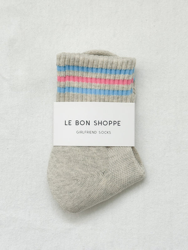 Embroidered Girlfriend Socks - Bright Grey-LE BON SHOPPE-Over the Rainbow