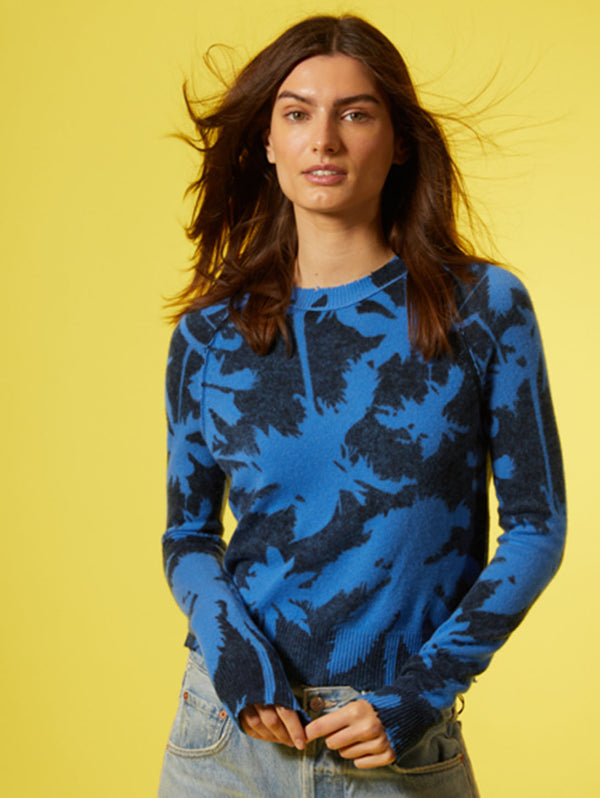 Inked Palm Crew Sweater - Cosmic Cobalt-AUTUMN CASHMERE-Over the Rainbow