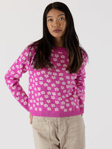 Jane Flower Sweater - Magenta-LYLA+LUXE-Over the Rainbow